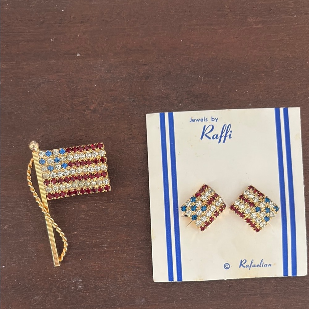 Raffi Patriotic Brooch and Earrings Set